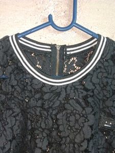 See-through Fashion Lace T-Shirt Black 🖤