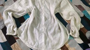 White Hooded Button-Down Tunic Top