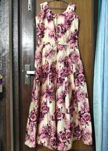 Floral gown with net shrug