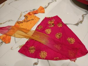 Festive Girls' Lehenga Choli Set