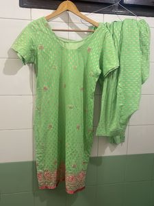 Green Embroidered Kurta Set