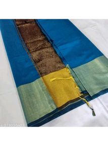 Elegant Blue Saree with Gold Border