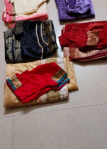 Elegant Red Saree with Golden Border