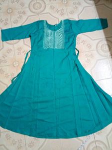 Beautiful Teal Kurta with White Embroidery