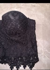 Elegant Black Lace Bustier Top