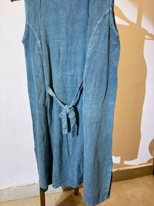 Embroidered Denim Kurta