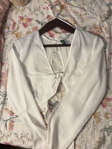White Tie-Front Crop Top