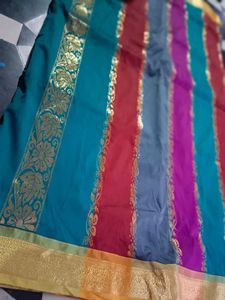 Multi Clr Pattu Saree