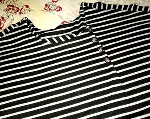 Black &amp; White Striped Dolman Sleeve T-Shirt