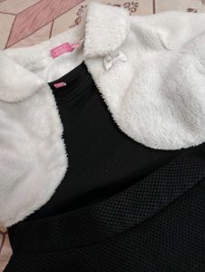 Girls' Black Dress with White Shrug