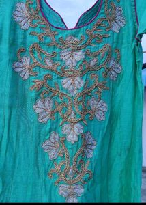 Elegant Green Anarkali Suit with Pink Dupatta