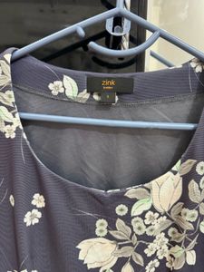 Navy Floral Print Fit &amp; Flare Dress