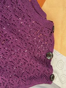 Purple Knit Top w/ Button Detail