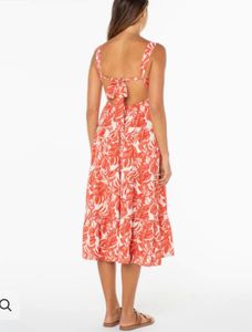 Boho Red Tropical Print Tiered Maxi Dress