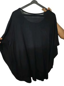 Elegant Black Tunic with Unique Neckline