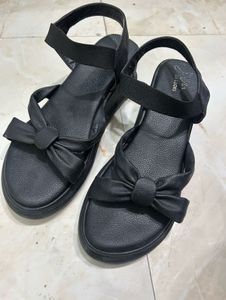 Cute Black Bow Sandals