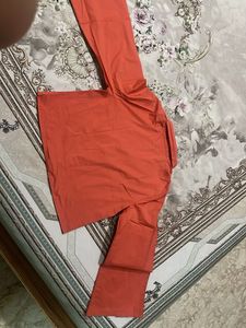 Orange Button-Down Shirt &amp; Pants Set