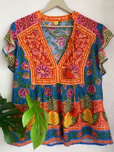 Boho Printed top with Tassel Detail