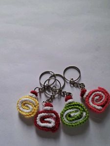 Crocheted Swiss Roll Keychains Set of 4