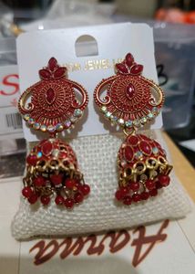 Beautiful ❤️ Red Jhumka Earing Set