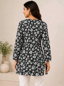 Chic Black &amp; White Floral Kurta custom made