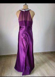 Elegant Purple Halter Neck Ethnic Gown
