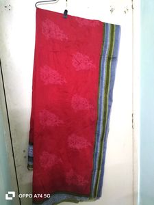 Pure Cotton Red Printed Dupatta