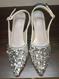Sparkling Silver Sequin Heels