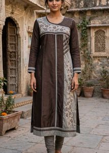 Brown Embroidered Kurta