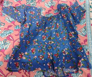 Floral Print Blue Top