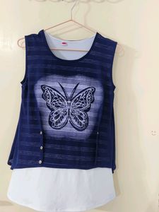 Stylish Sleeveless Top , Blue And White 🤍 💙