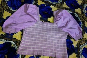Lilac Puff Sleeve Knit Top