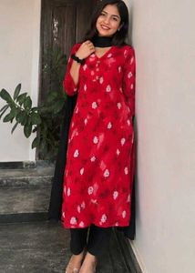 Red Floral Kurta Set