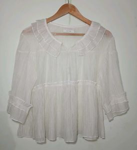 White Ruffled Collar Blouse