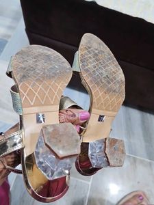 Gold Sparkly Heeled Sandals