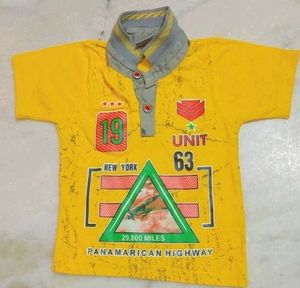 Gold Color T-shirt For Baby Boy 6- 9 Month