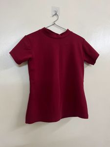 Maroon Mock Neck Top