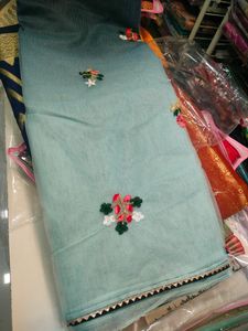 Tissue Fabric Saree With Embroidery Work Design