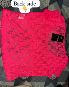 Hot Pink Lace Crop Top