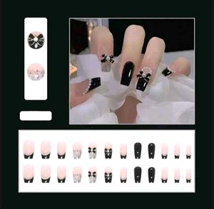 Vembley Elegant Black Pearl Press On Nails