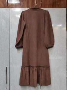 Elegant Brown Button-Up Dress