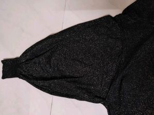 Sparkly Black Turtleneck Top
