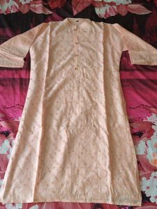 Peach Embroidered Kurta