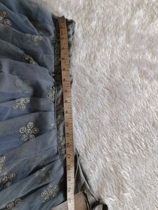 Grey Net Lahanga Blouse And Dupatta