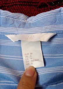 H&amp;M Blue Striped Button-Down Shirt