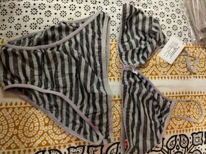Striped Bikini Set Combo 3 Grey ,Pink, Blue