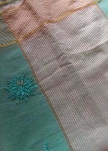 Beautiful Teal Saree with Intricate Embroidery