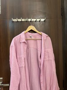 Pink Oversized Linen Shirt