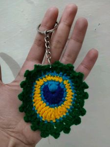 Crochet Peacock Feather Keychains