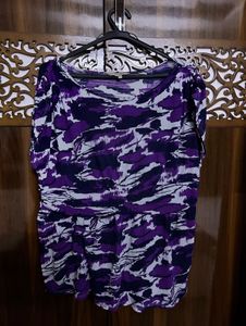 Purple & Navy Abstract Print Top